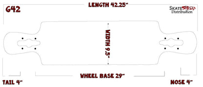 42" x 9.5" Drop Through Double Kick Blank Deck