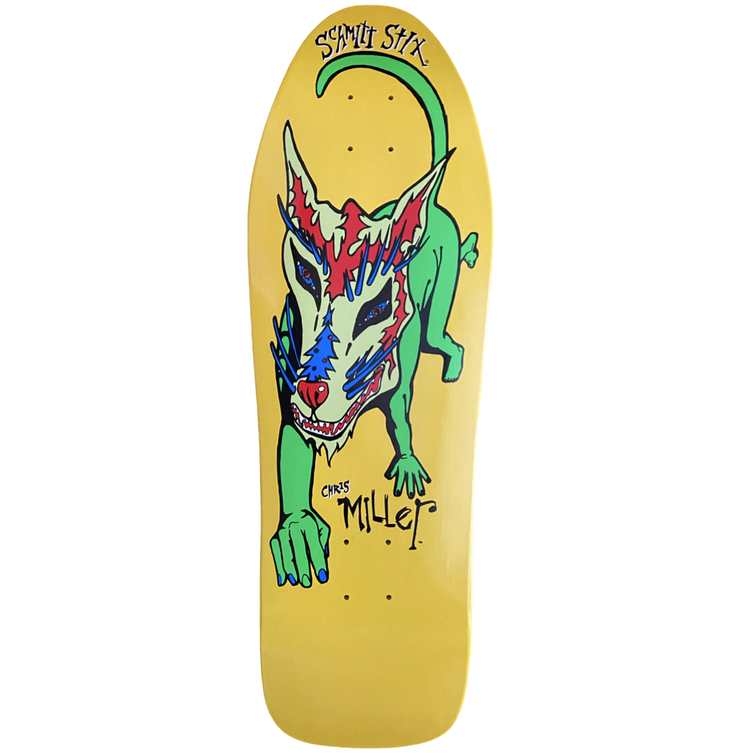 Schmitt Stix Chris Miller Dog Large Re-issue Deck- 10"x31.875"  WB 15.5" Yellow Dip