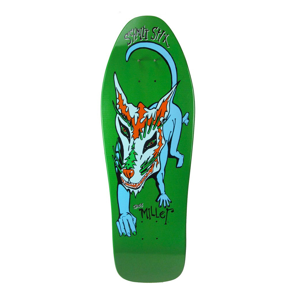 Schmitt Stix Chris Miller Dog Large Re-issue Deck- 10"x31.875"  WB 15.5" Green Dip