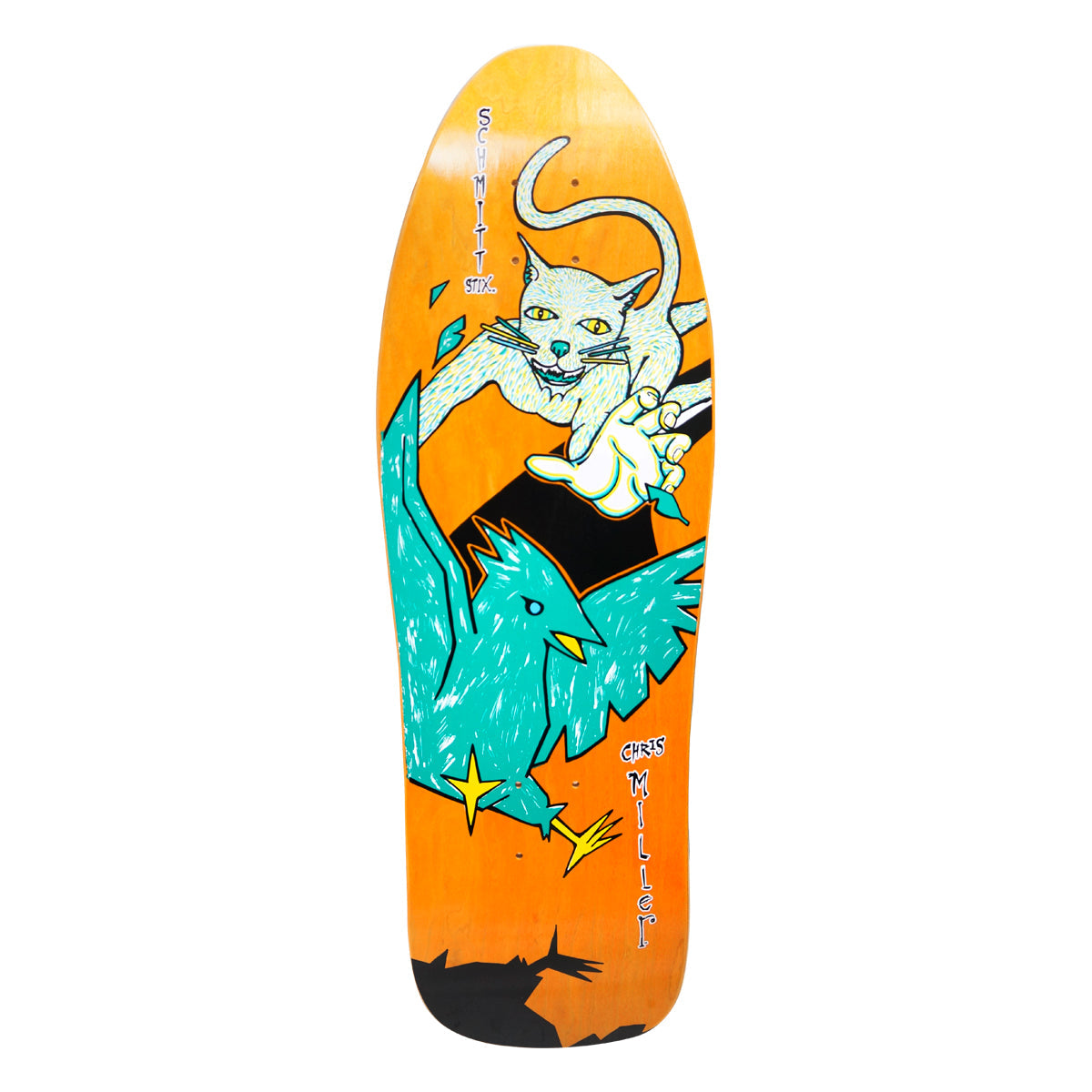 Schmitt Stix Chris Miller Cat Bird 9.5 x 30 — Orange stain deck graphic