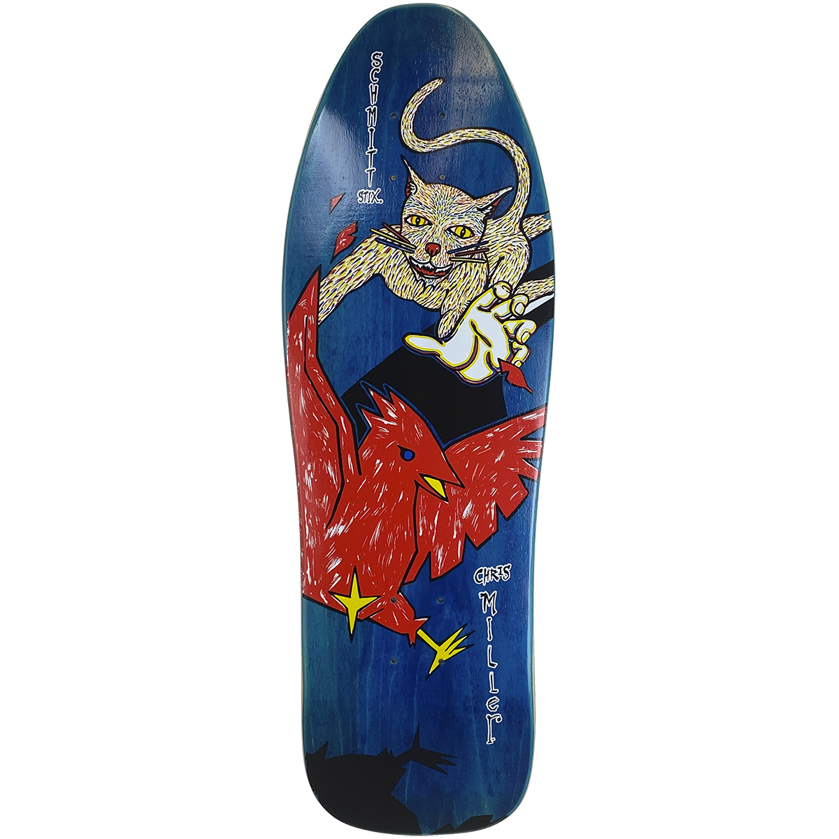 Schmitt Stix Chris Miller Cat Bird 9.5 x 30 — Blue stain deck graphic