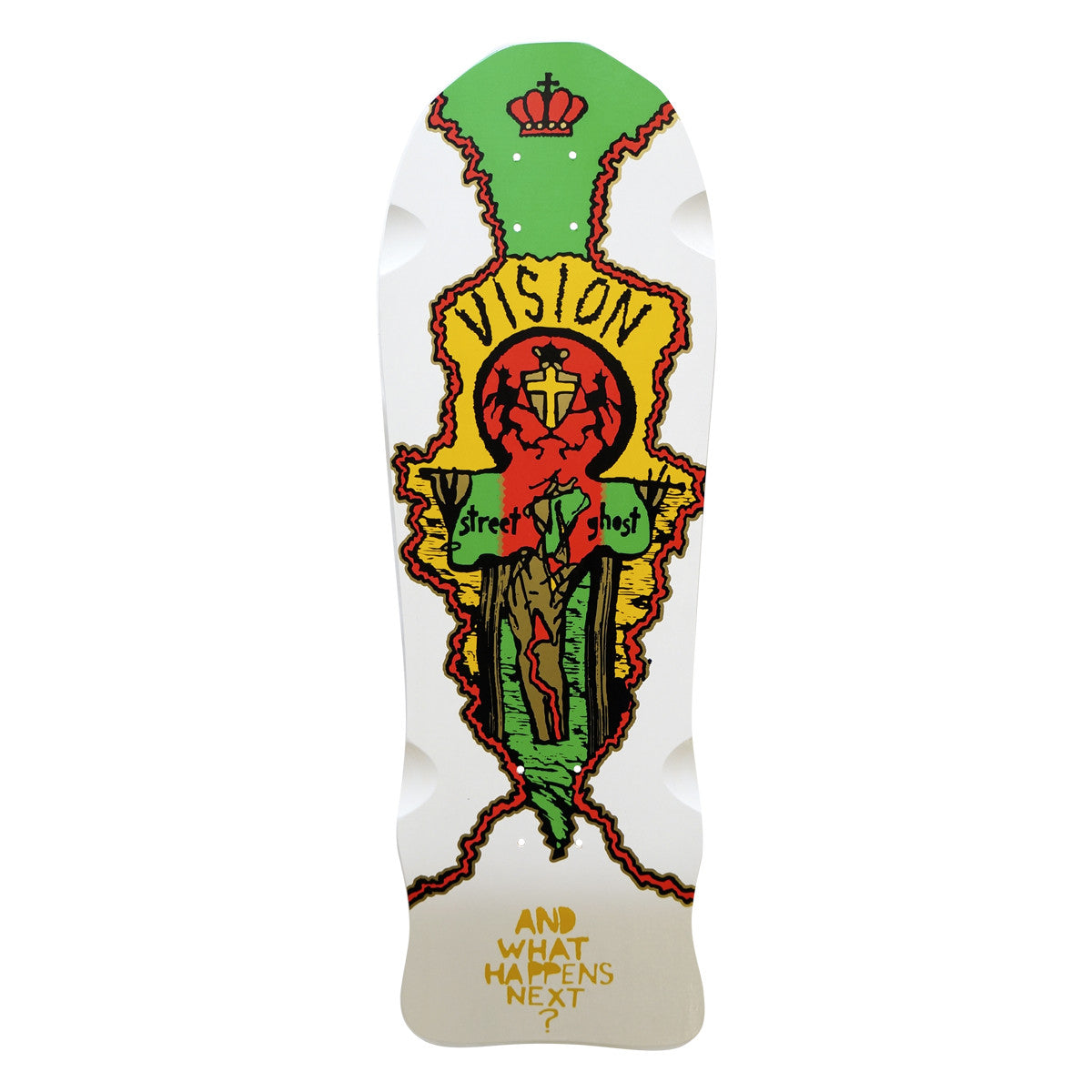 Vision Street Old Ghost Deck- 9.75"x29.75" White Dip Green