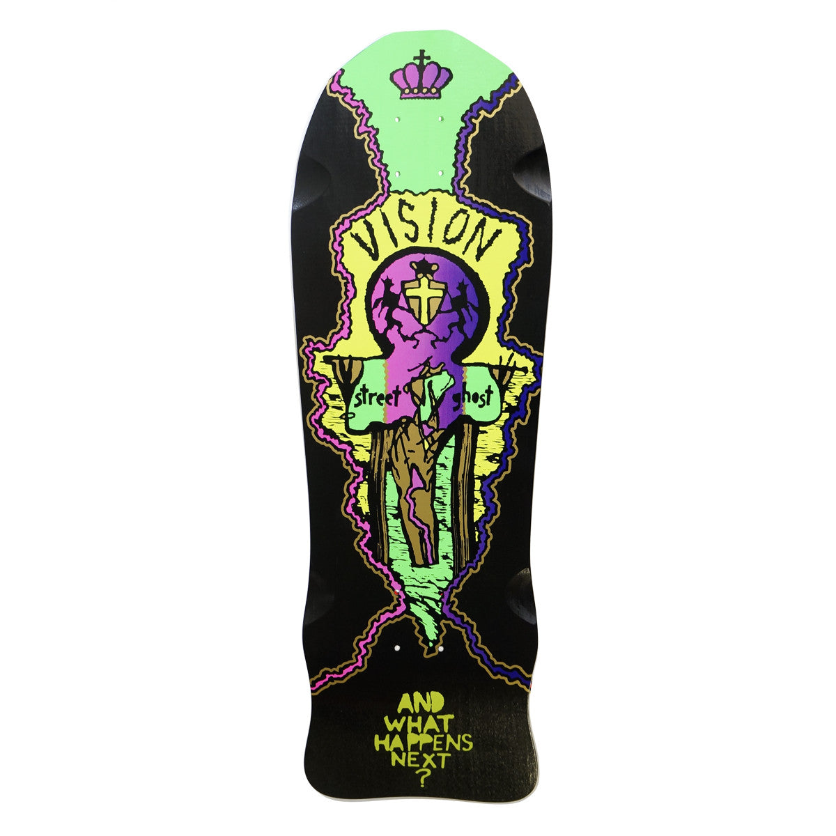 Vision Street Old Ghost Deck- 9.75"x29.75" Black Dip Neon