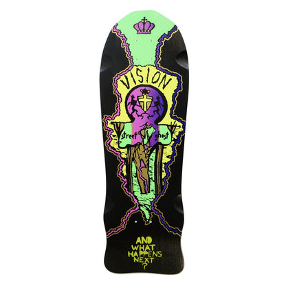 Vision Street Old Ghost Deck- 9.75"x29.75" Black Dip Neon
