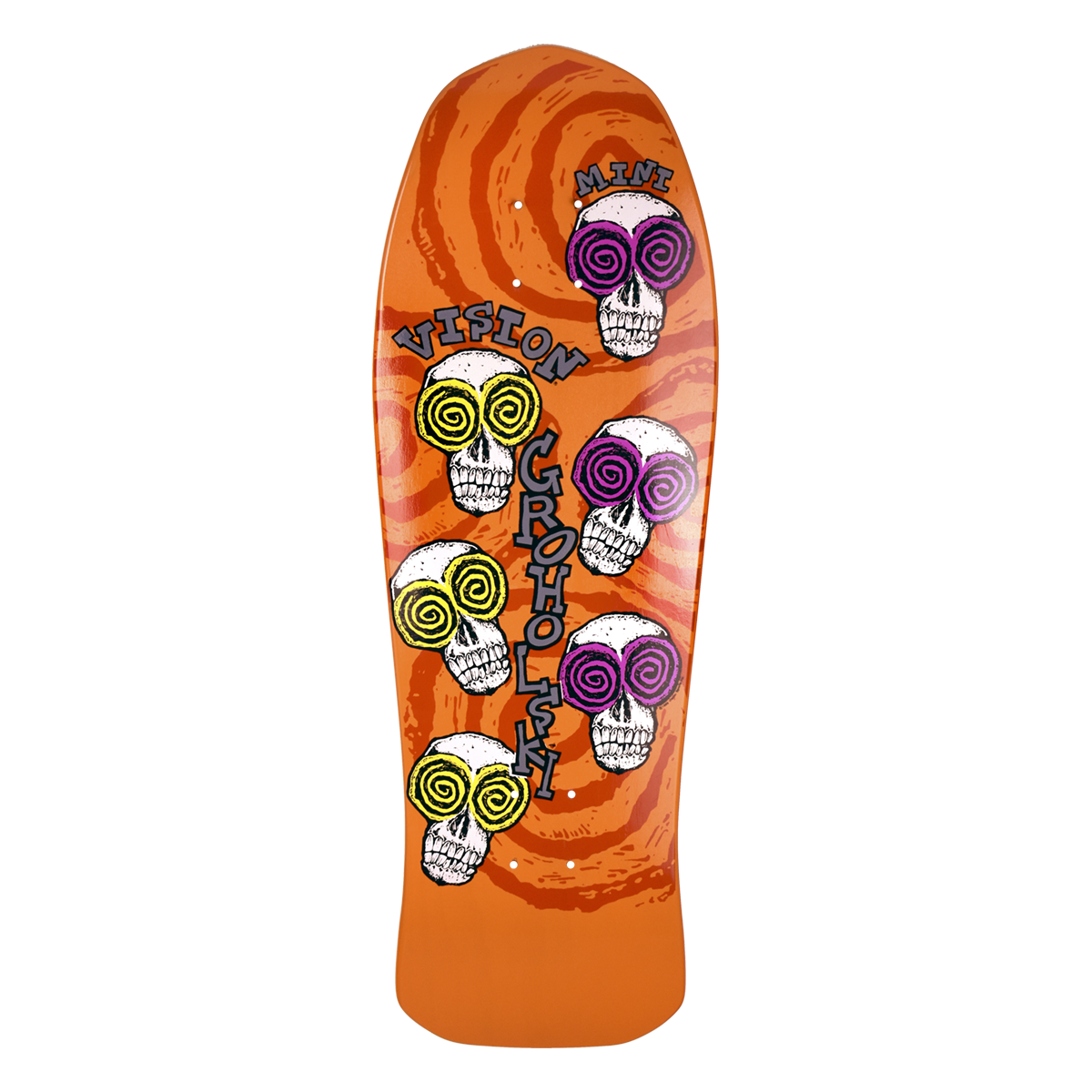 Vision Groholski Skeleton Mini Deck - 9.75"x30" Orange Dip