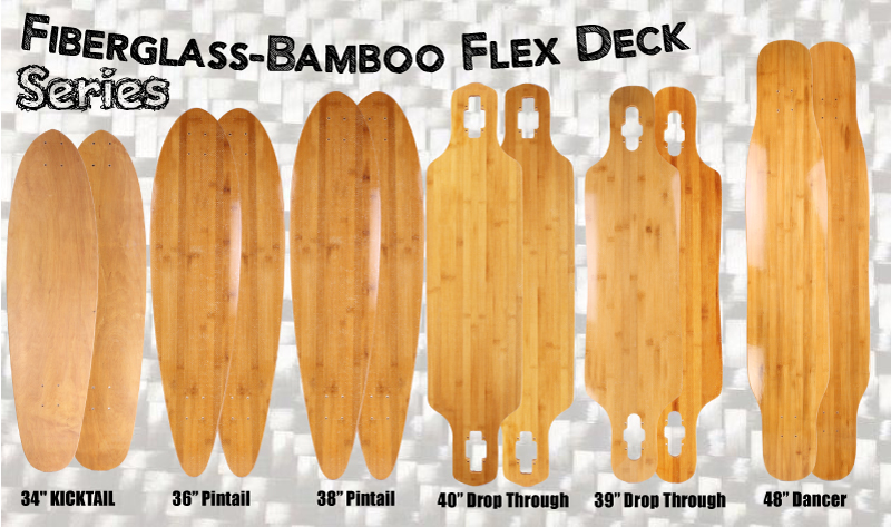 Fiberglass bamboo longboard flex decks 